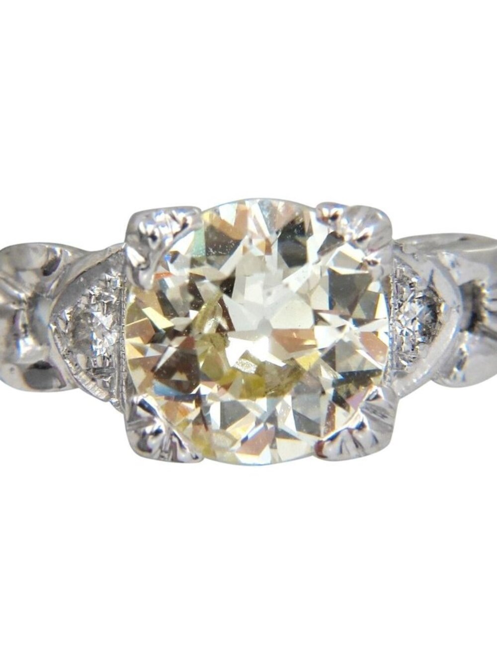 1.33ct vintage class old mine cut natural diamond engagement ring platinum*